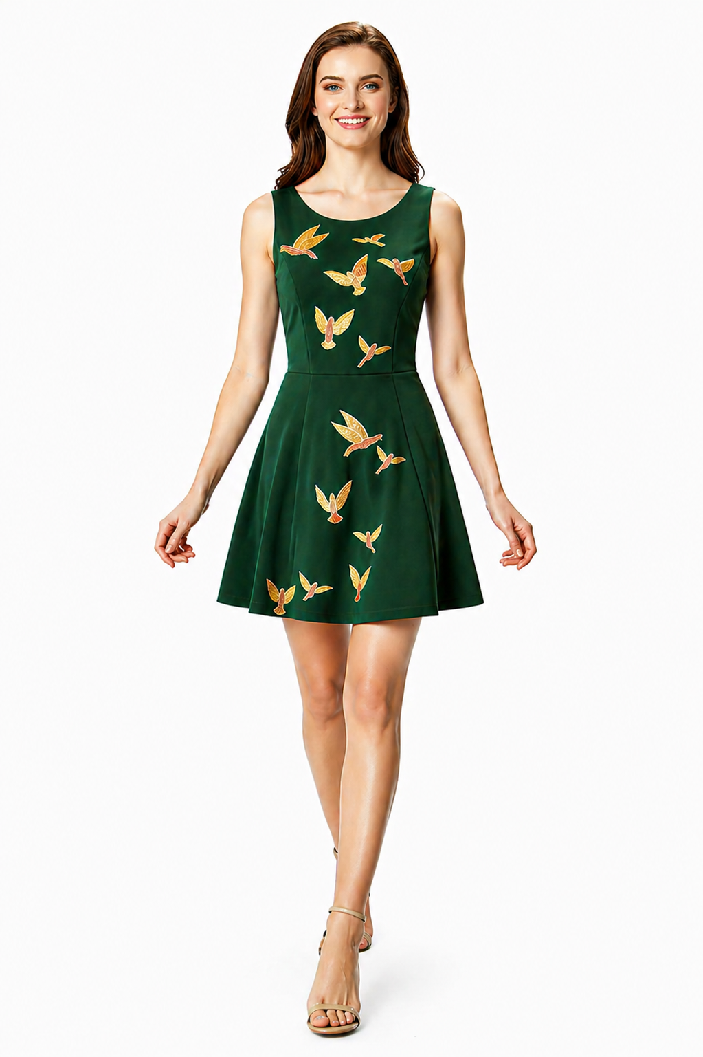 Floral Embellished Illusion Tulle and Dupioni Dress