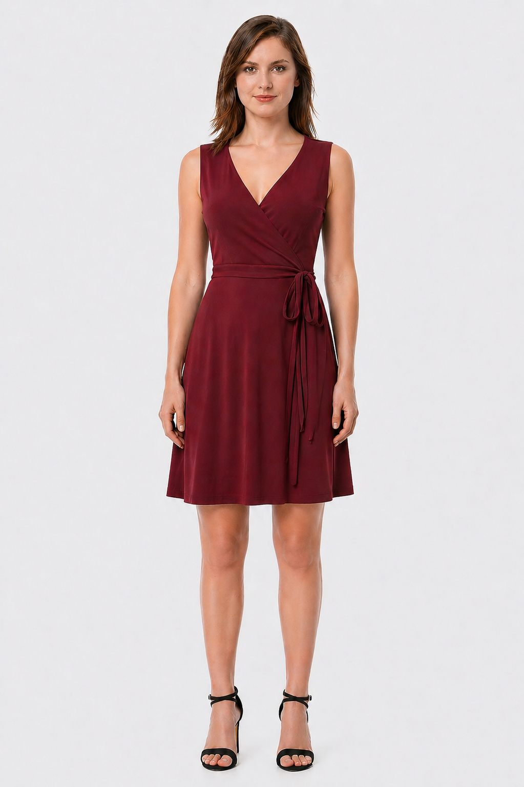 Cotton Knit Midi Wrap Dress