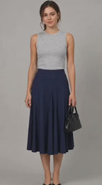 Cotton Poplin Full Flare Midi Skirt