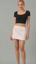 White Cotton Mini Skirt with Clean Hem Detail