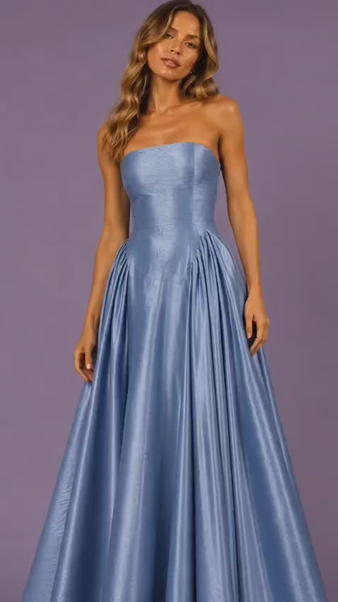 Powder Blue Dupioni Strapless Gown
