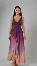 Ombre Print Georgette Maxi Dress