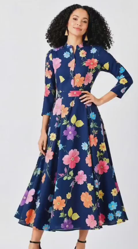 Floral Print Fit & Flare Maxi Dress