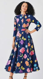 Floral Print Fit & Flare Maxi Dress