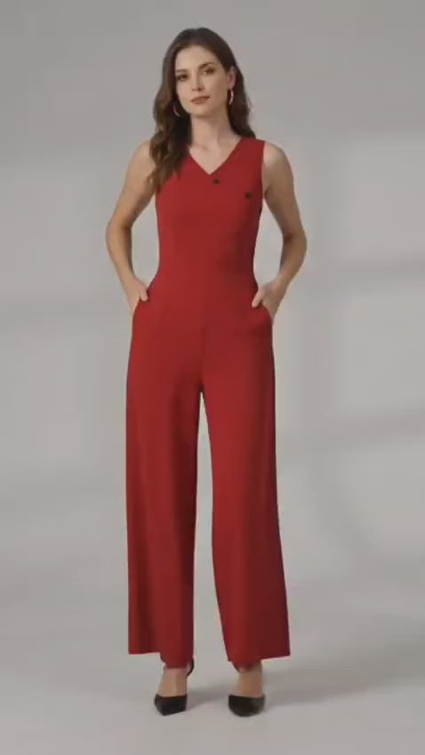 Side Button Cotton Jersey Wide-Leg Jumpsuit