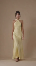 Cross Halter Neck Mermaid Evening Gown
