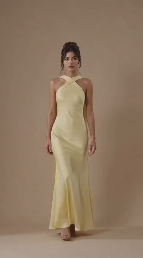 Cross Halter Neck Mermaid Evening Gown
