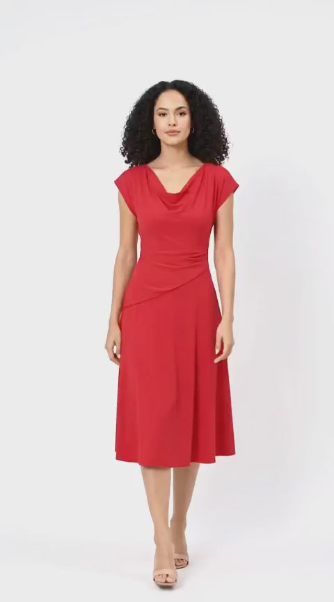 Cowl Neck Cotton Jersey Draped Waist Dress