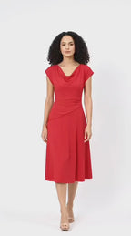 Cowl Neck Cotton Jersey Draped Waist Dress
