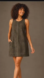 Olive Green Textured Mini Dress