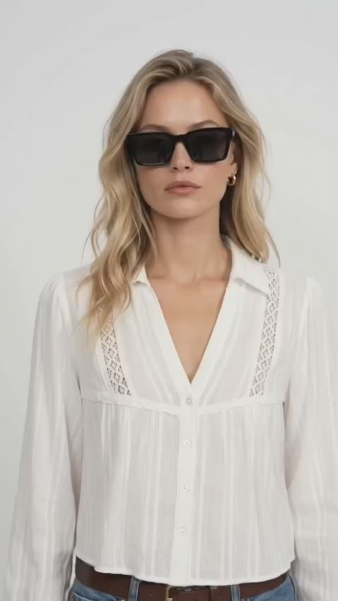 Women’s White Cotton Textured Shirt