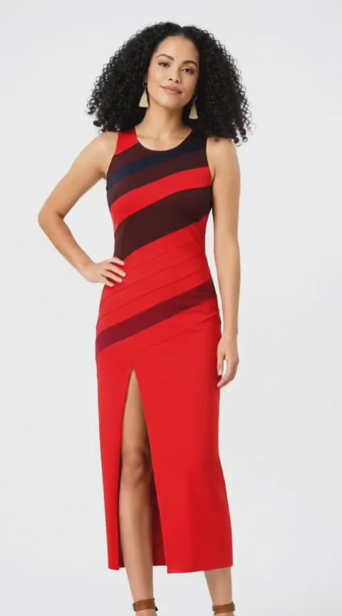 Colorblock Stripe Cotton Jersey Shift Dress