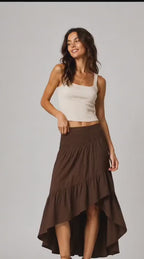 Asymmetric Tiered High-Low Maxi Skirt