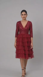 Sequin Mesh Ruffle Tier Dress