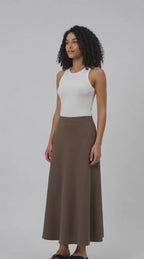Solid Cotton Jersey A-Line Maxi Skirt