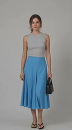 Flared Cotton Poplin Midi Skirt