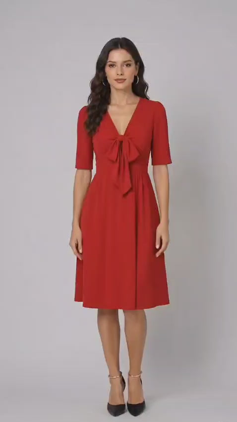 Tie Neck Chiffon Empire A-Line Dress