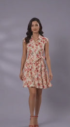 Floral Print Cotton Voile Ruffle Trim Shirtdress