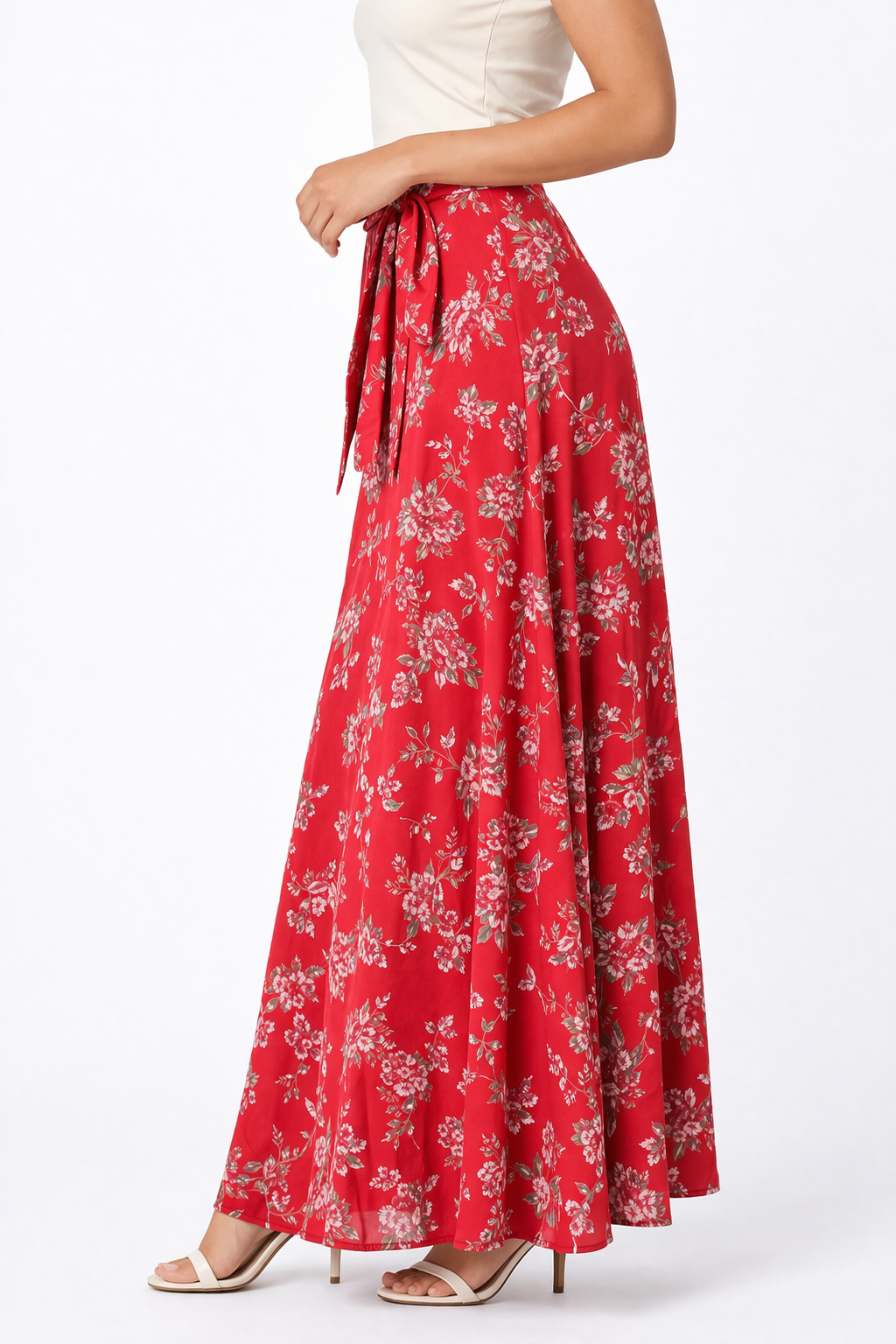 Floral Print Georgette Maxi Skirt