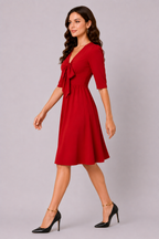 Tie Neck Chiffon Empire A-Line Dress