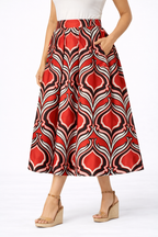 Graphic Tile Print Dupioni Maxi Skirt