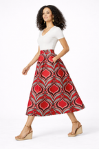 Graphic Tile Print Dupioni Maxi Skirt