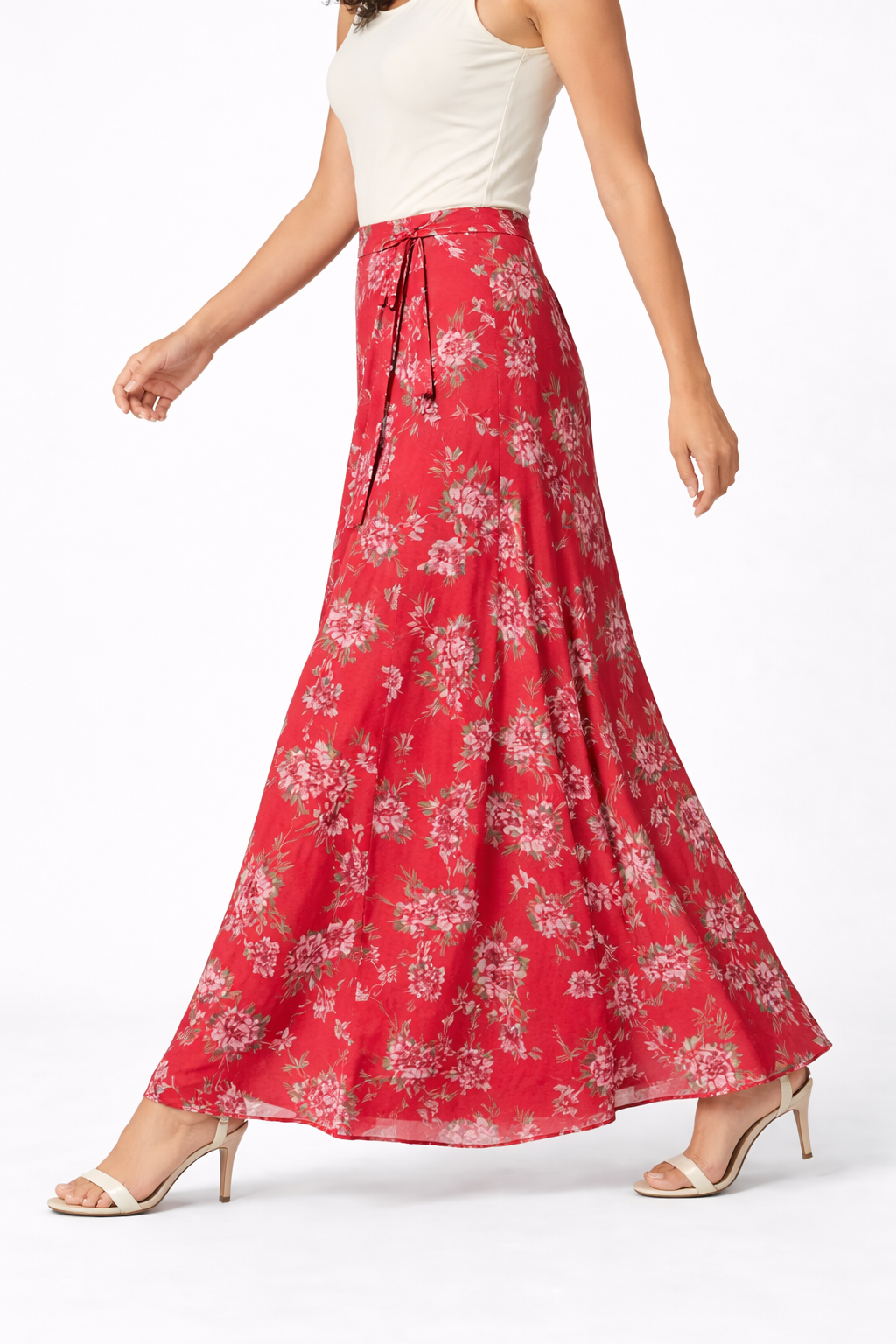 Floral Print Georgette Maxi Skirt