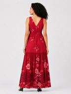 loral Print Georgette Empire Maxi Dress