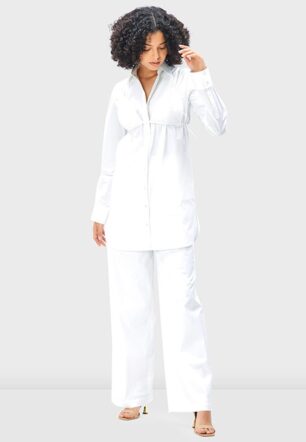 Cotton Poplin Wide Leg Pants - Nam's Ropa