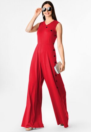 Side Button Cotton Jersey Jumpsuit - Nam's Ropa