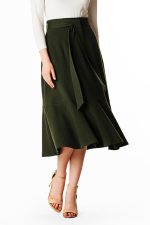 Ruffle Flounce Cotton Knit Skirt | High-Waist Midi Wrap Style