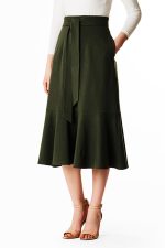 Ruffle Flounce Cotton Knit Skirt | High-Waist Midi Wrap Style