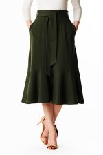 Ruffle Flounce Cotton Knit Skirt | High-Waist Midi Wrap Style