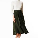Ruffle Flounce Cotton Knit Skirt | High-Waist Midi Wrap Style