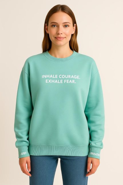 Mint Green Motivational Slogan Sweatshirt