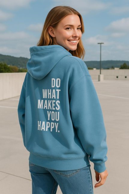 Blue Motivational Slogan Hoodie