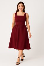 Banded Empire Cotton Jersey Dress | Square-Neck Sleeveless Midi Dress
