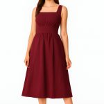 Banded Empire Cotton Jersey Dress | Square-Neck Sleeveless Midi Dress