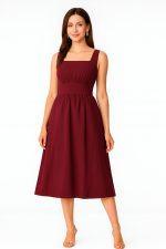 Banded Empire Cotton Jersey Dress | Square-Neck Sleeveless Midi Dress