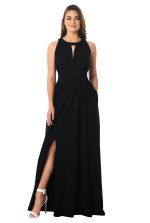 Pleated Cotton Jersey Knit Maxi Dress