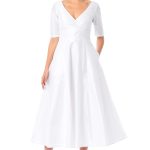 Surplice Dupioni Tea-Length Dress