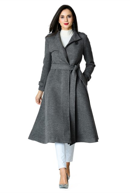 Wool Blend Sash Tie Coat