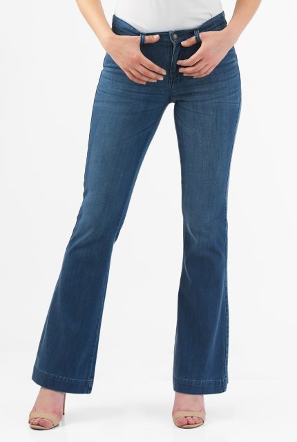 Medium Wash Stretch Denim Flare Jeans