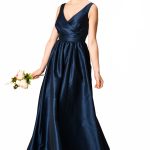 Pleated Surplice Dupioni Maxi Dress