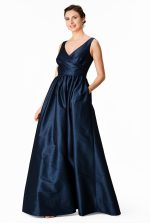 Pleated Surplice Dupioni Maxi Dress
