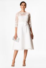 Floral Embellished Illusion Tulle and Dupioni Dress