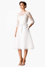 Floral Embellished Illusion Tulle and Dupioni Dress