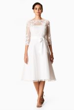 Floral Embellished Illusion Tulle and Dupioni Dress