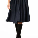 Lace-Up Front Cotton Denim Skirt