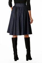 Lace-Up Front Cotton Denim Skirt